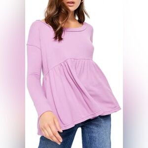 Free People Forever Your Girl Lavender Long Sleeve Tee